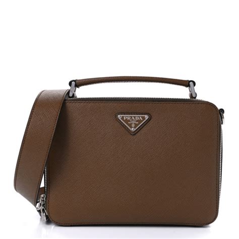 PRADA Saffiano Travel Medium Brique Crossbody Bag Cannella 